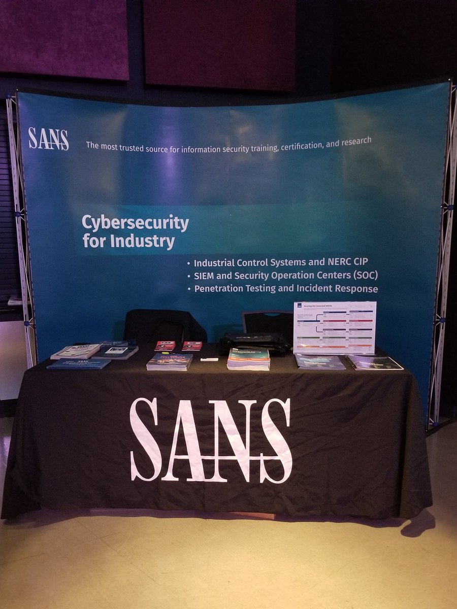 At the @AutoISAC Summit this week with @SANSInstitute -- posters from @SANSDefense, @SANSPenTest, @sansforensics, and @SANSICS as well as the new #autocybersecurity training roadmap 🚘