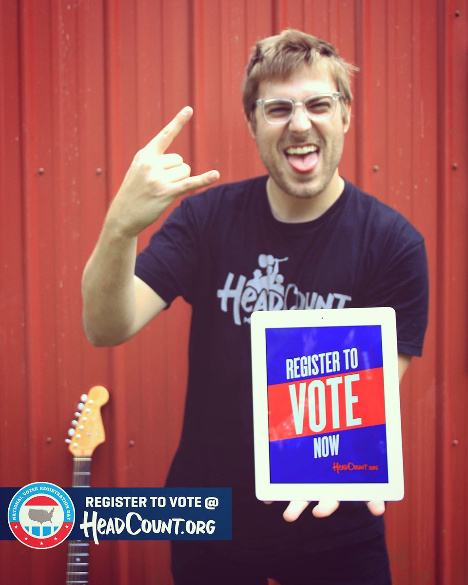 GreenmontMusic's tweet photo. We can change the future, because #TheFutureIsVoting. BUT ONLY IF WE REGISTER TO VOTE! Register through @HeadCountOrg here https://t.co/SYYYuPVlaS  #NationalVoterRegistrationDay https://t.co/XCBnwNw6hU