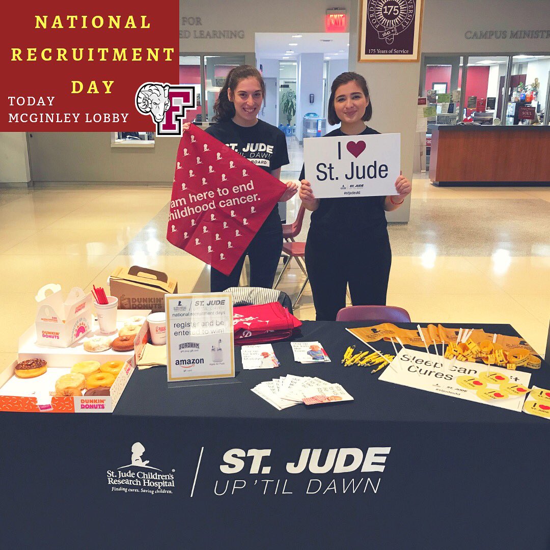 UTDFordham's tweet image. Come stop by and say hi! Grab some free food and enter our raffles🤗💛 #StJude #UpTilDawn #Fordham
