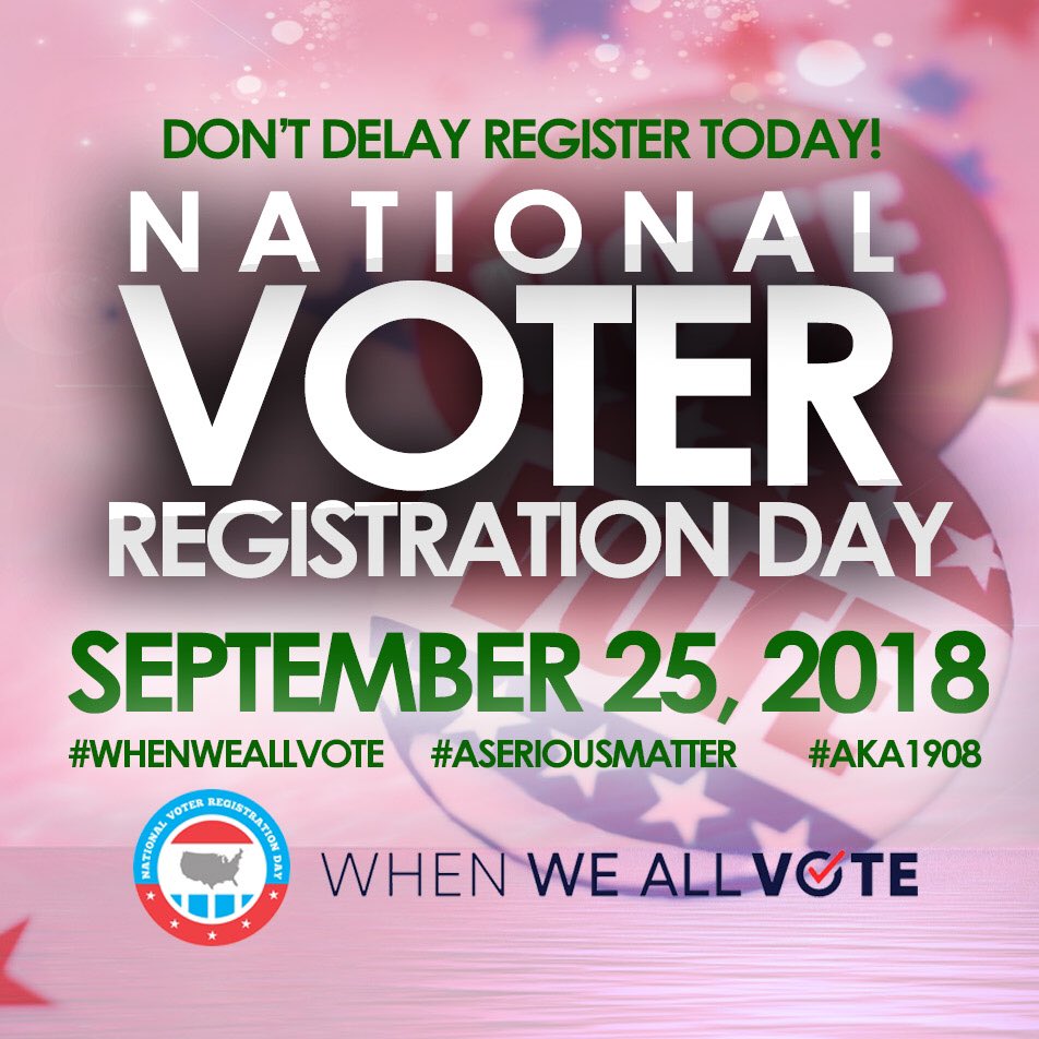 Alpha Kappa Alpha Sorority, Incorporated is committed to register and mobilize all eligible voters for the Mid-Term Election. When We All Vote We Win!   #Excellence #WhenAKAsVote  #ASeriousMatter