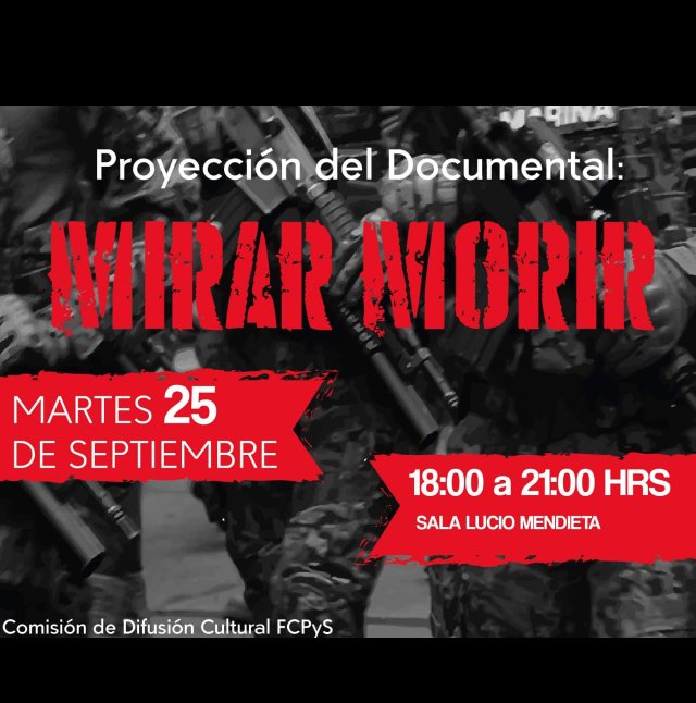 #FelizMartes ⚠️hoy ⚠️ #DíaNaranja presentaremos MirarMorir desde la Comisión de Difusión de Cultura <a href="/UNAM_FCPyS/">FCPyS-UNAM</a> La cita es en la sala Lucio Mendieta en punto de las 18:00 hrs. #Ayotzinapa48meses #PaseDeLista1al43
