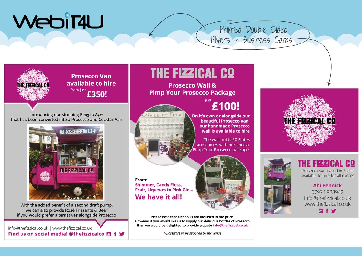Design &amp; Print for @thefizzicalco A6 double sided flyers and business cards #branding #design #print