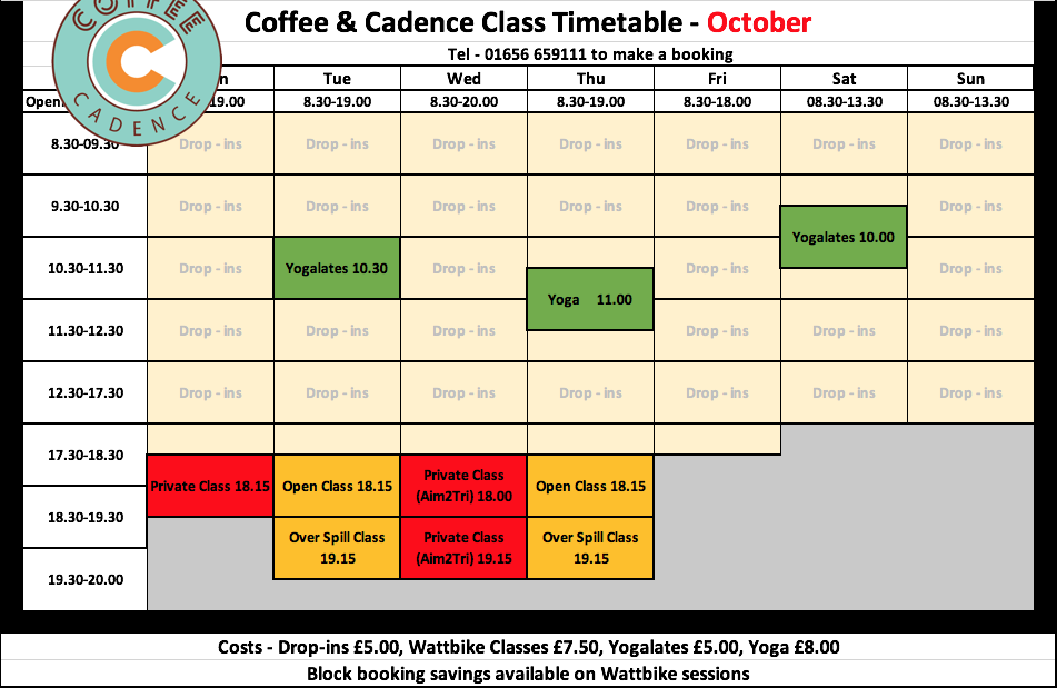 Our new October timetable😀
