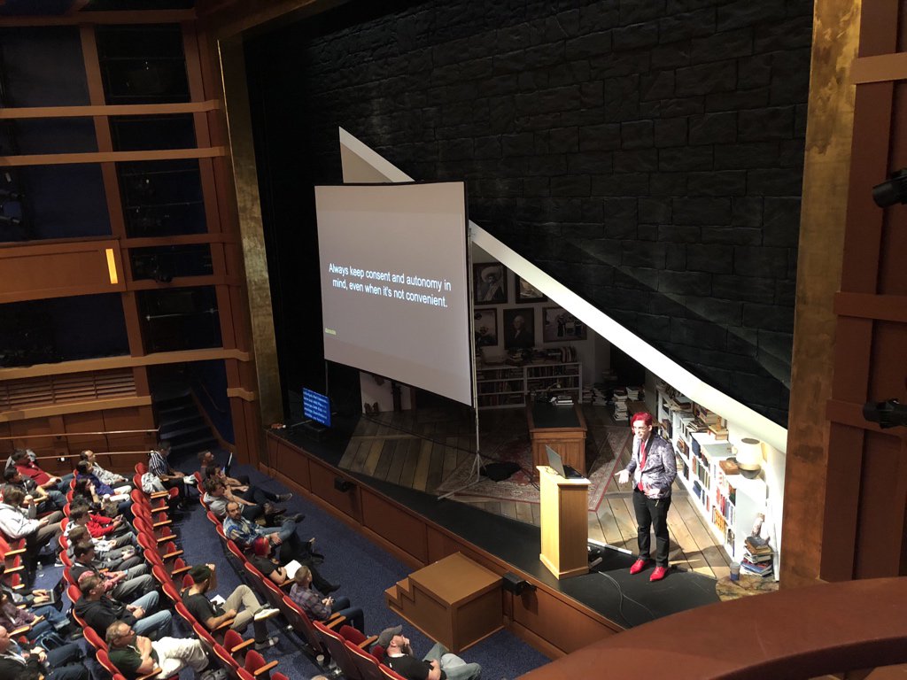 johnksawers's tweet image. “Always keep consent and autonomy in mind even when its not convenient” @jmeickle #devopsdaysboston