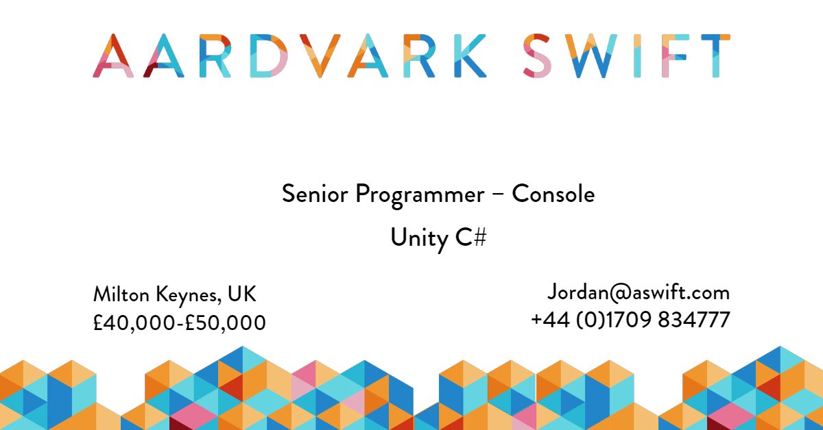 AardvarkSwift's tweet image. You'll be surrounded by like-minded devs taking part in the regular social club. Including gaming nights (lots of pizza provided), 5 a side football and more!
During your role as Senior programmer Console Unity C#
For more info visit:
aswift.com/jobs/senior-pr…
#gamejobs #UnityC#