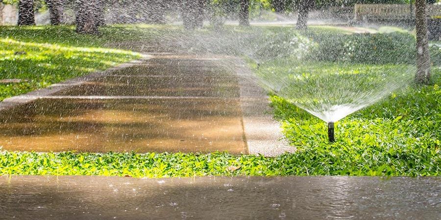 Make sure your sprinklers spray only your landscaping -- water should not be spraying or running off to any pavement!