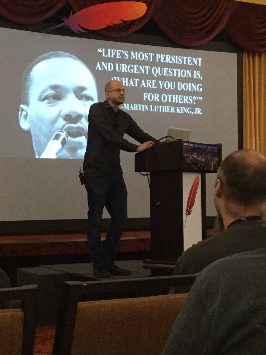 Inspirational talk by Cliff Schmidt of Amplio this morning! #ApacheCon