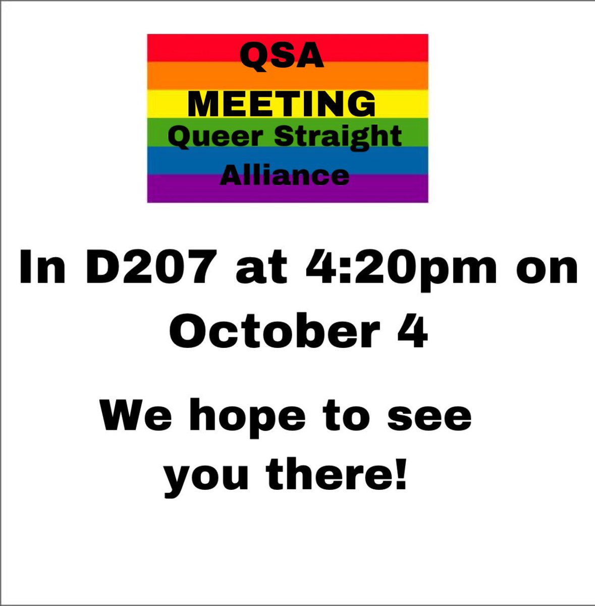 Remember to come visit the QSA officers and see what the QSA is about on October 4!