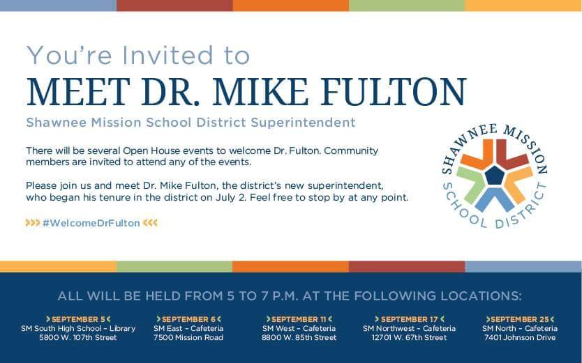 Tonight at Shawnee Mission North - Meet Superintendent @MikeFultonSMSD  from 5-7 pm!