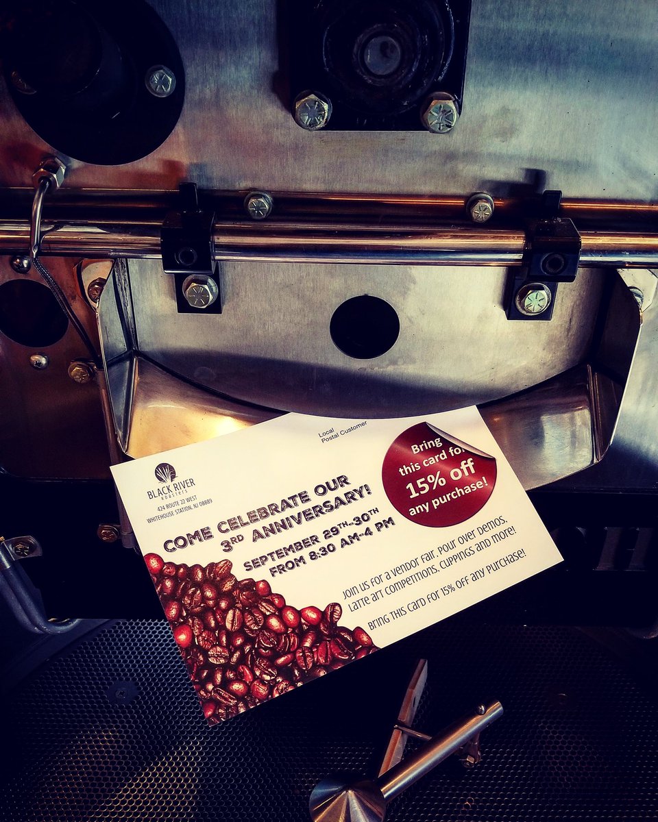 BR_ROASTERS's tweet photo. Our 3rd Anniversary is this weekend! Stop by for FREE coffee cuppings, roasting seminars, pour over demonstrations and much more! We will also be having a vendor fair so come get your shop on!  #blackriverroasters #caferoastery #coffee #organic #fairtrade #3rdanniversary https://t.co/L56H4NK9SW
