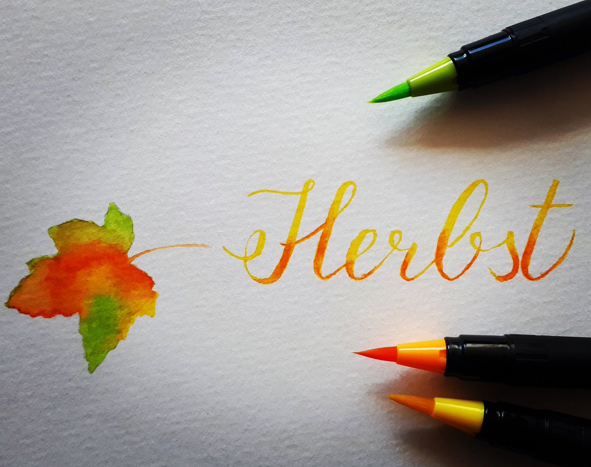 TamirasBlog's tweet photo. Meine neuen Brushpens sind heute angekommen. Die mussten natürlich gleich ausprobiert werden 😁😉
#diy #creative #test #learninglettering #lettering #brushlettering #handlettering #calligraphy #malen #zeichnen #doodle #aquarelle #watercolor #herbst #autumn https://t.co/SOMfz3yKhf