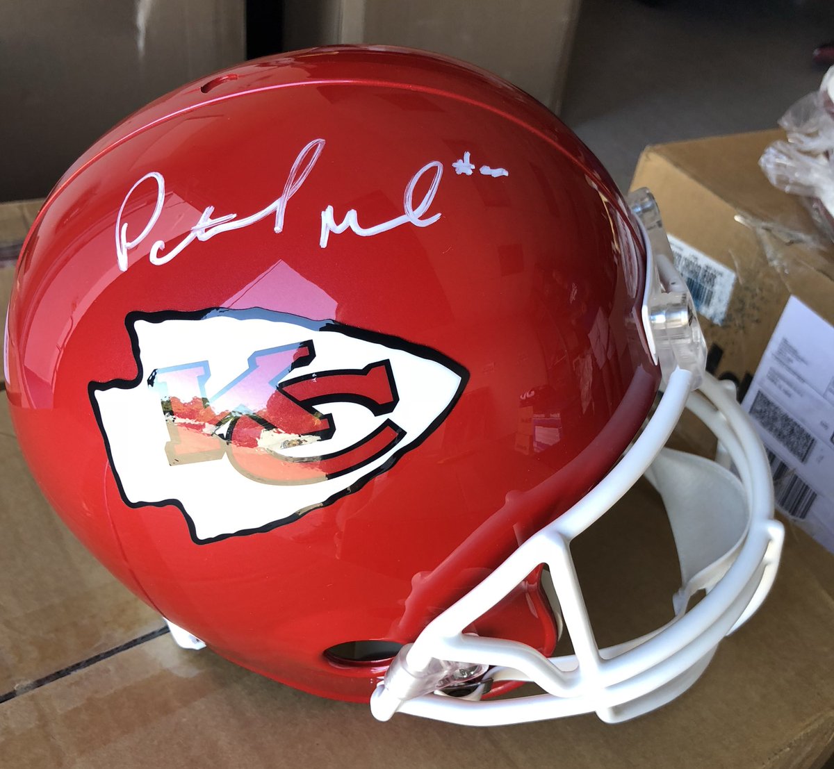 signed mahomes helmet