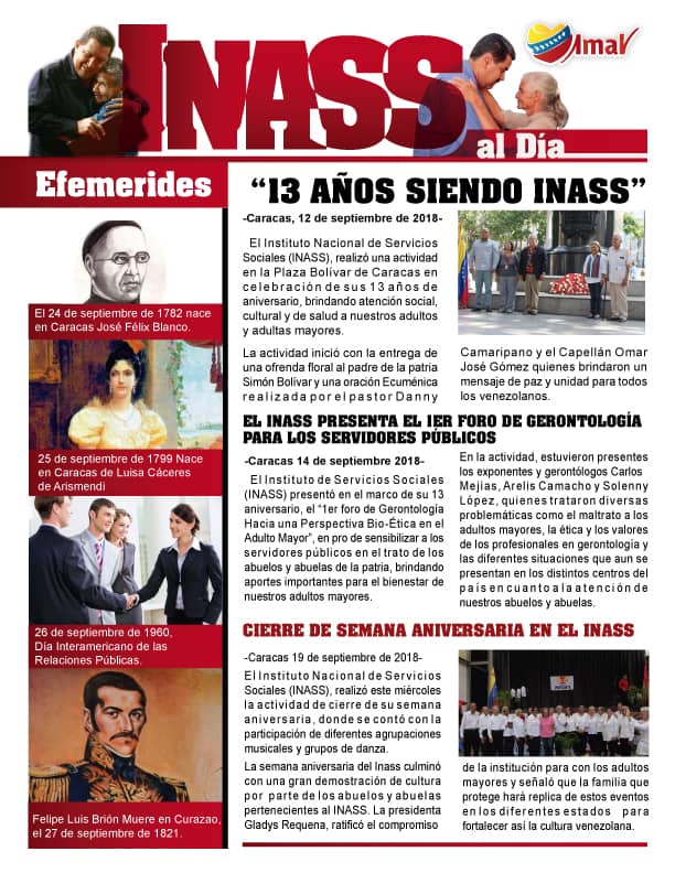 No se pueden perder nuestro órgano informativo digital.  Así conpceran al <a href="/salainass/">INASS</a> institución que atiende, protege y garantiza el envejecimiento activo, feliz y saludable de las adultas y adultos mayores <a href="/NicolasMaduro/">Nicolás Maduro</a> <a href="/PartidoPSUV/">PSUV</a>  <a href="/ANC_ve/">Constituyente</a> <a href="/VTVcanal8/">VTV CANAL 8</a> <a href="/dcabellor/">Diosdado Cabello R</a>