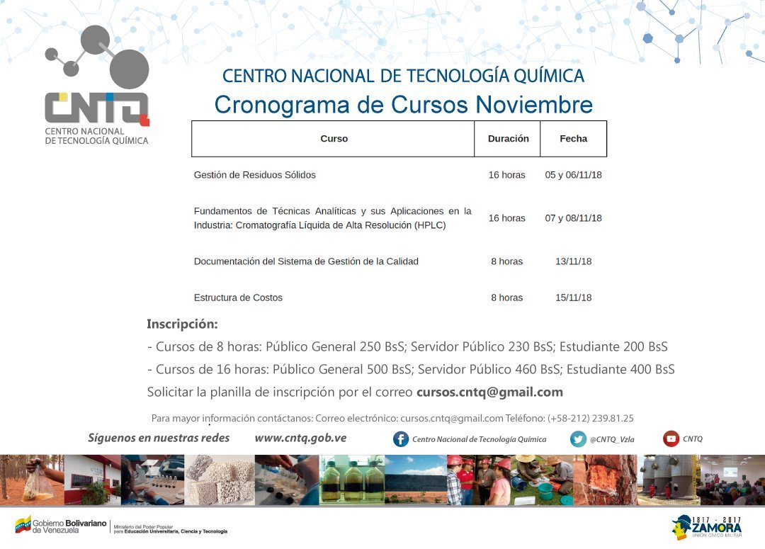 Conoce el listado de cursos quete ofrece el <a href="/CNTQ_Vzla/">CNTQ</a> durante el mes de Noviembre