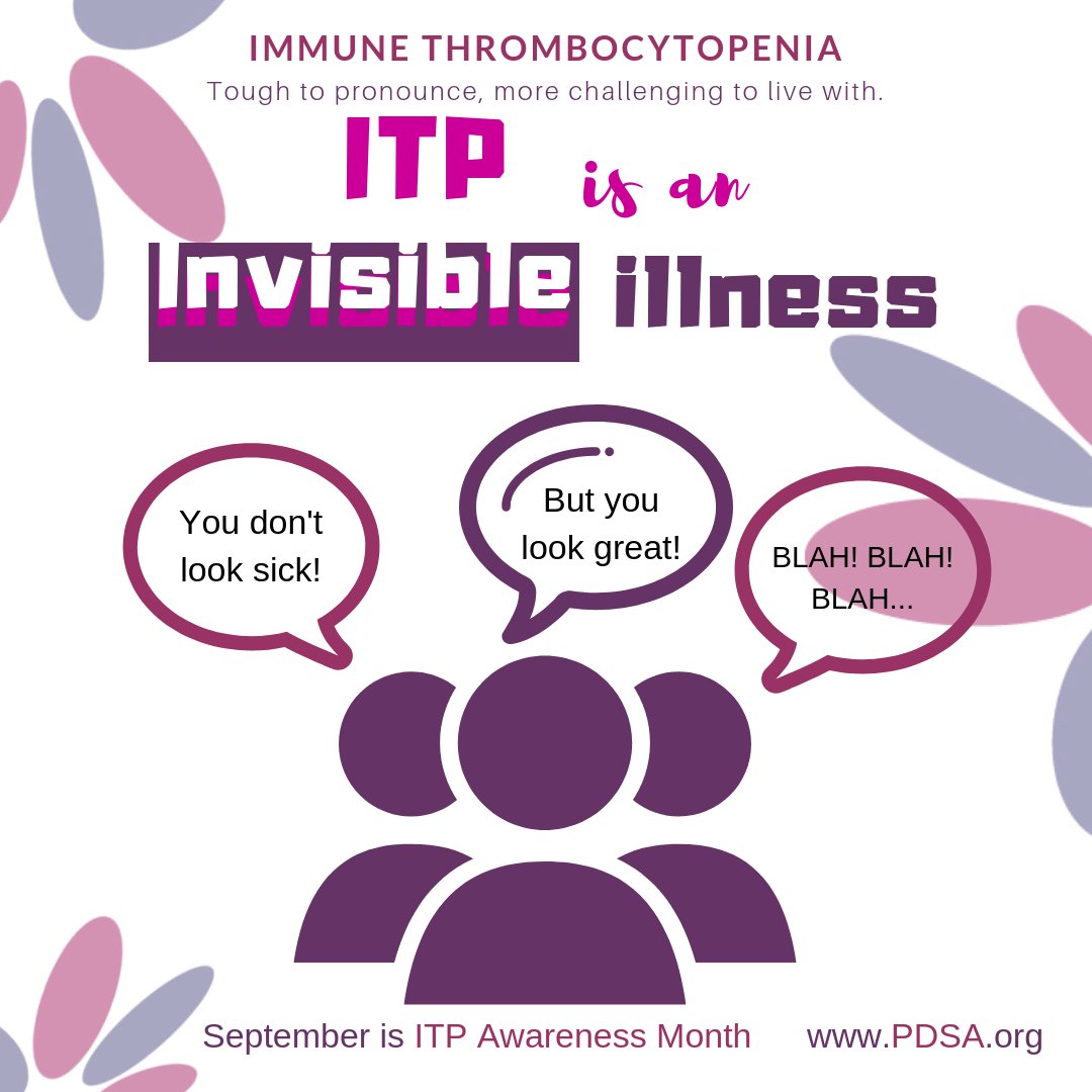 PDSA_ITP's tweet photo. Other than obvious signs of bruising, petechiae, or blood blisters, ITP Warriors often appear to be the picture of health: https://t.co/Zt7fj7I31W. Keep the conversation going #aboutITP, and together we will BEAT ITP! Visit https://t.co/Sf4tFT2kwz for more information. https://t.co/sHPPHEpQVE