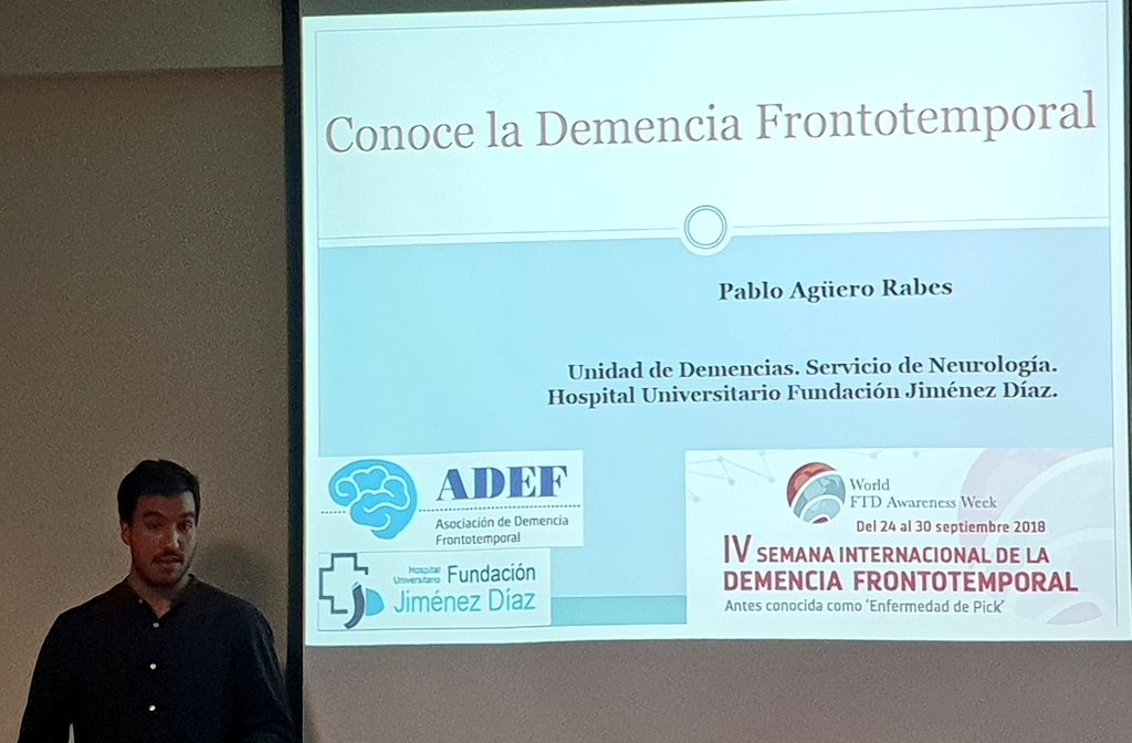 ogomezmartin's tweet photo. El Dr. Pablo Agüero, neurólogo de la Unidad de demencias de @Hospital_FJD habla a familiares y pacientes de la Demencia FrontoTemporal.
IV Semana Internacional de la DFT.
ADEF
@worldFTDunited https://t.co/dzJNgckYt0