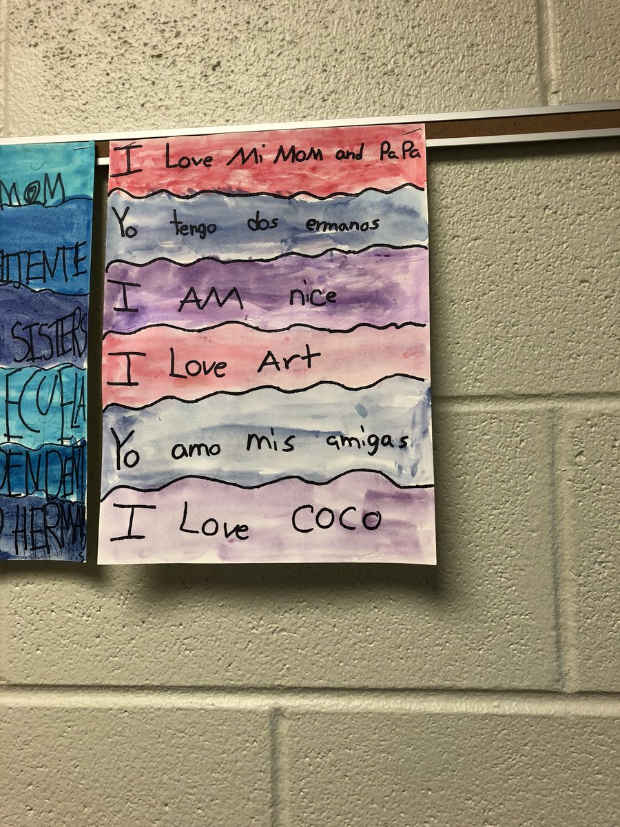 In love with these Bilingual Art Projects!! Gotta love the Bilingual brain! <a href="/ArtwithSchmid56/">Deirdre Schmid</a> thanks for letting the kids express themselves through all their languages, art included #havefun #PTPride #d56achieves