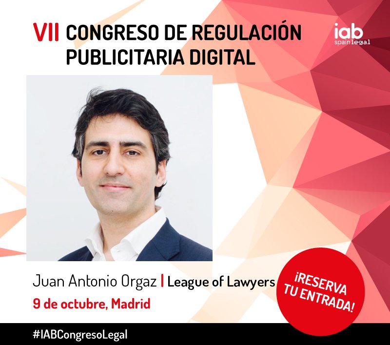 ¿Crees que se pueden explicar los temas legales en 7 minutos? "Legal Roadshow": 7 temas, 7 minutos 7 abogados. <a href="/JAOrgaz/">Juan Antonio Orgaz</a> de <a href="/LeagueLawyers/">League of Lawyers</a> hablará de #eSports y sus implicaciones en materia legal.

¡Reserva tu entrada para #IABCongresoLegal ! Fecha: 9 de octubre