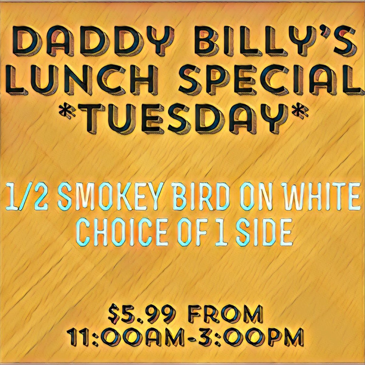 daddybillys's tweet photo. Come see us for lunch today! #daddybillys #lunchspecial https://t.co/1J0imIUemN