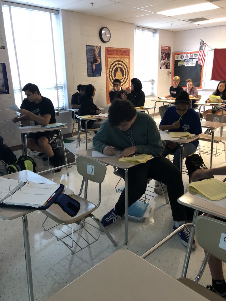 AP Government students creating counterclaims to Brutus No 1 in groups.