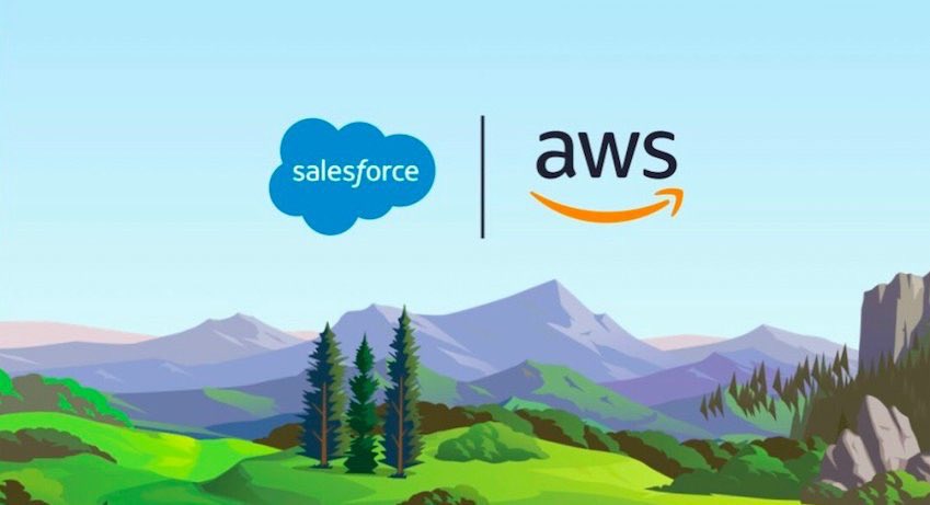 Benioff's tweet photo. Today we're expanding our incredible @awscloud @salesforce partnership!  So many new, real integrations, to dramatically simplify for developers how data &amp; events are shared across our platforms! It’s the end of software! https://t.co/heZ5NnrFhm Thank you @ajassy &amp; @JeffBezos! https://t.co/vujQTDWM29