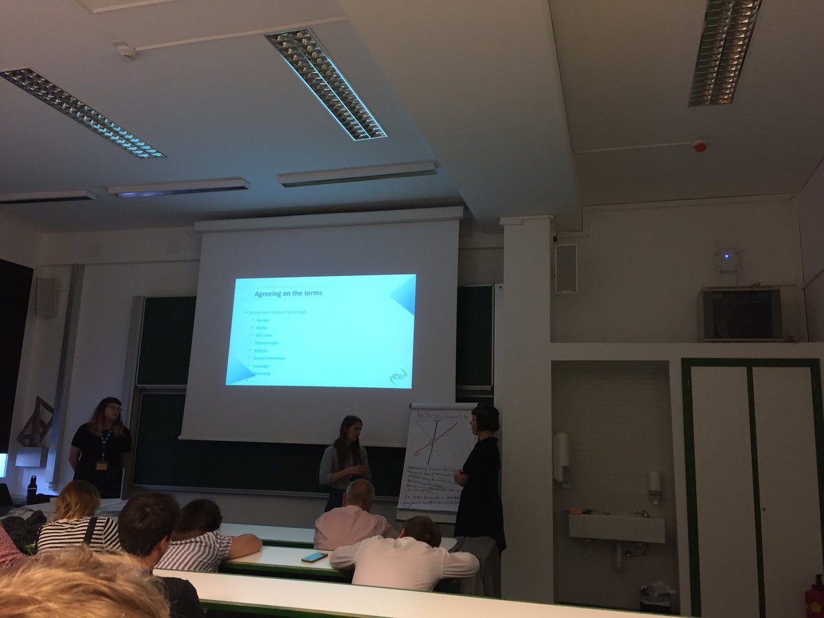 Berak42's tweet photo. .@palzwoi_girl and Ronja from @fzs_ev presenting the outcomes of the group on Intersectionality at the gender session with @mariaudhelene at #esc36 https://t.co/IRemLqjC1s