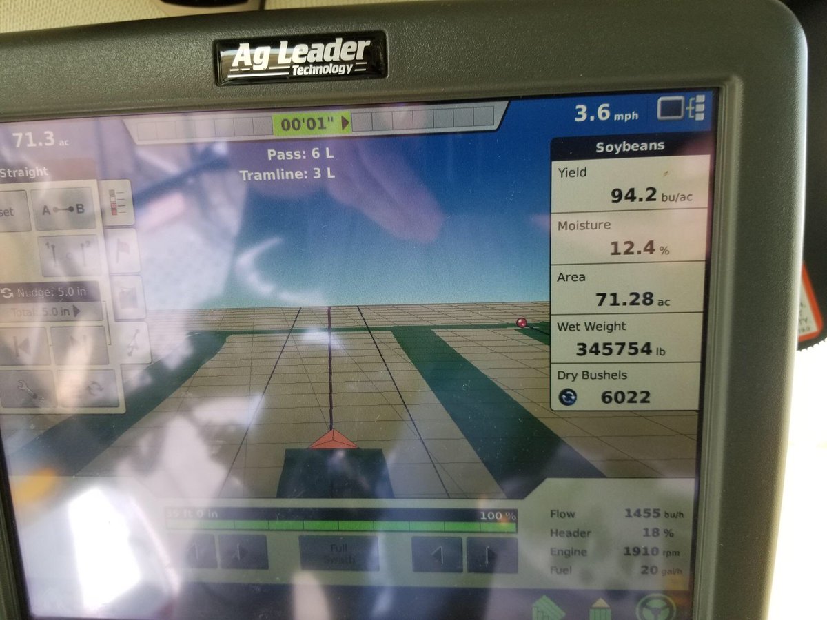 @AgriGold AG2900RX soybeans showing 94.2 bu/a on monitor, ended up going 82.8 bu/a across the scale! #BeBoldGoGold