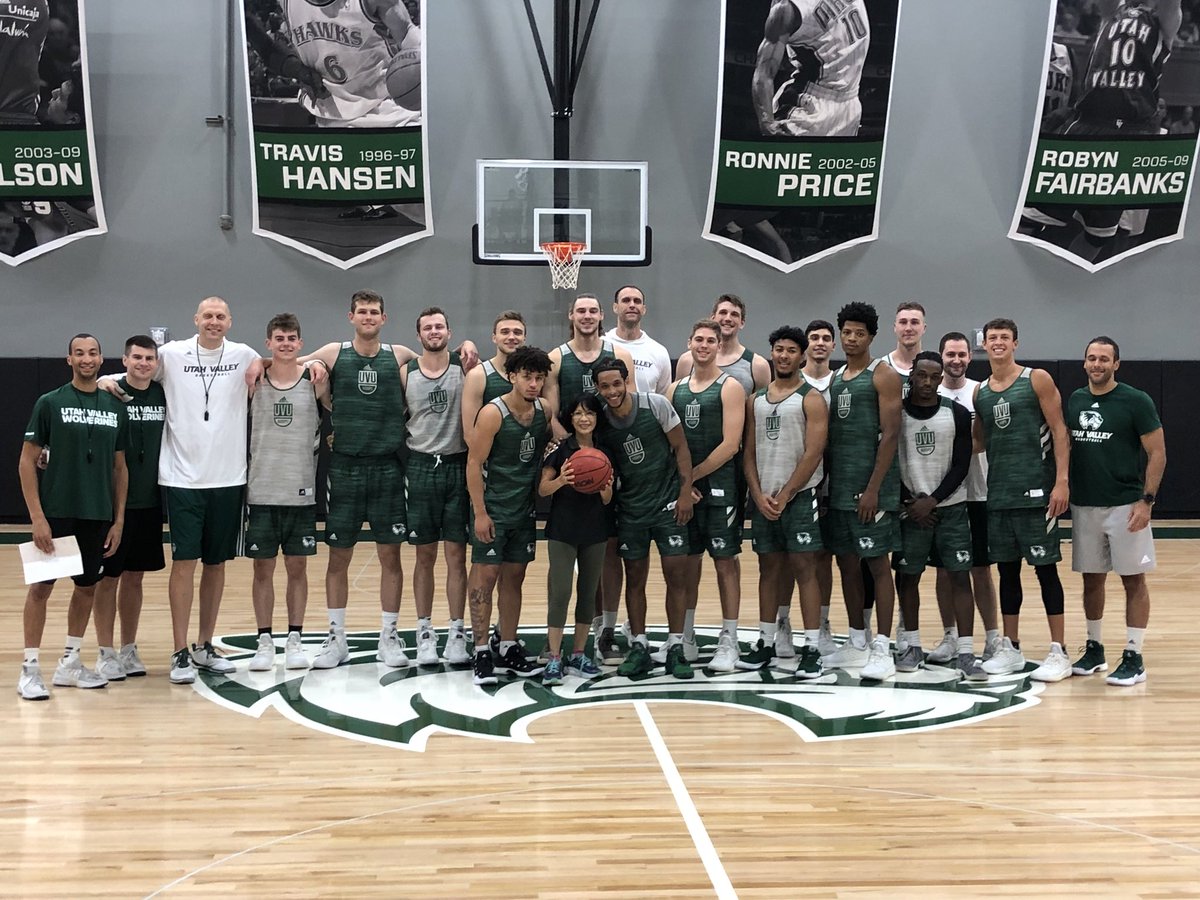CoachMarkPope's tweet photo. First day of practice.  Extra special. Had a giant among us.  Thanks @uvu_pres Tuminez for sharing a little of your incredible story and a lot of your strength and passion.  Watch out world.  Here comes UVU!  #gouvu https://t.co/GYA1pIF9Ua