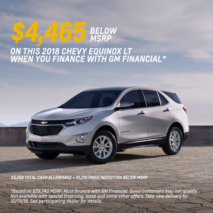 Go ahead, treat yourself. Visit us today for special deals on 2018 Chevy Equinox LT. pbxx.it/ZEPQfn