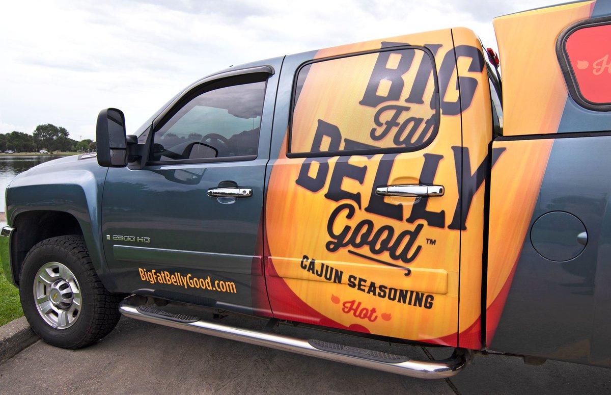 cerberus_agency's tweet photo. When you see our new design on the Big Fat Belly Good truck, ask Mr. Gene for a sample pack of his 'Original' and 'Hot' Cajun seasonings. Or order your own 8 oz. canister on the new Big Fat Belly Good website at https://t.co/2lfqCsrRnU. https://t.co/1NdXiT7WzZ https://t.co/6E201eDd3S