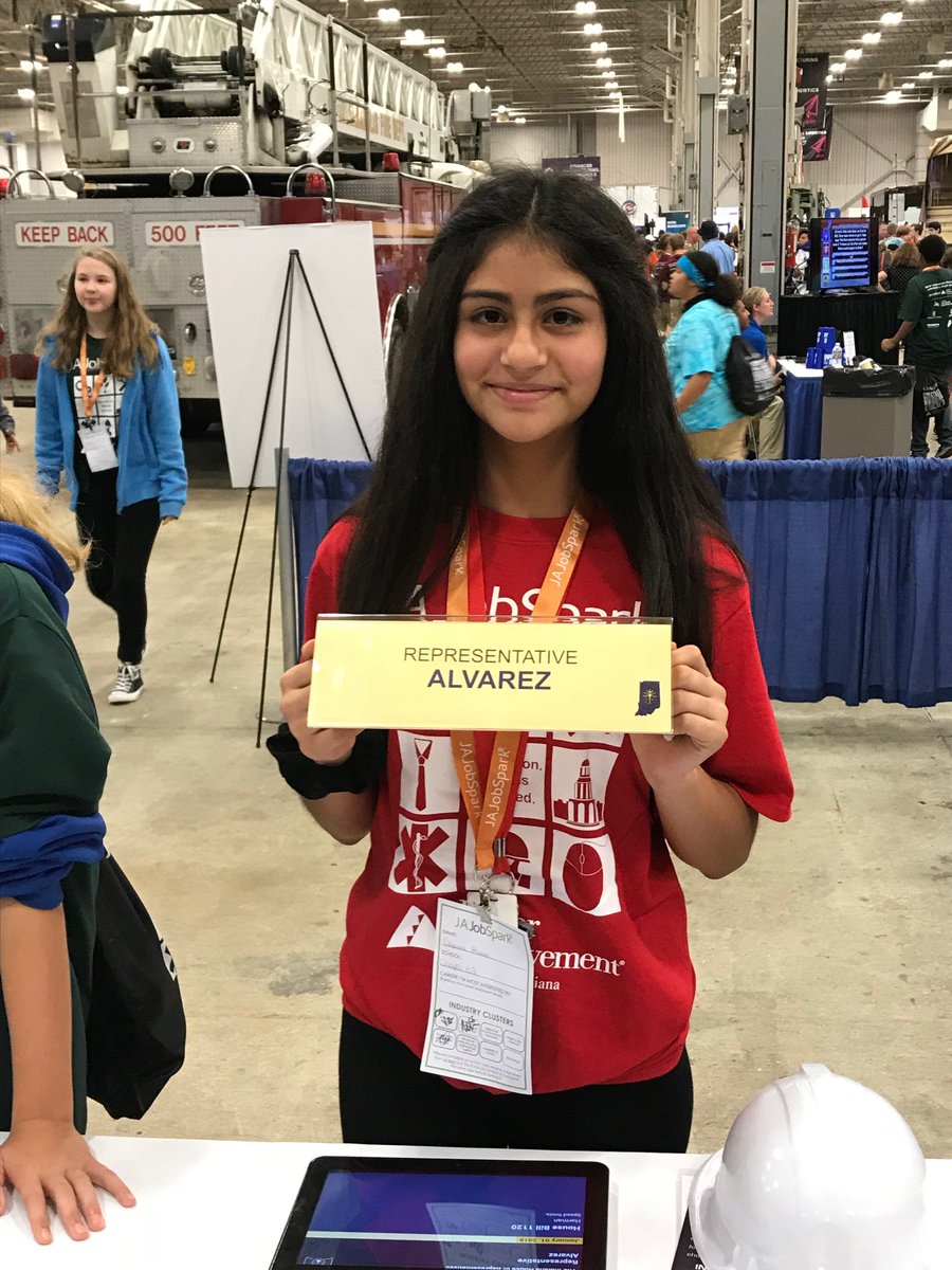 INSenateGOP's tweet image. We're having a great day at #JAJobSpark! Students are being introduced to the legislative process by participating in an interactive mock bill experience. At our Indiana General Assembly booth, two 8th graders debate on a bill, while other students vote on the bill!