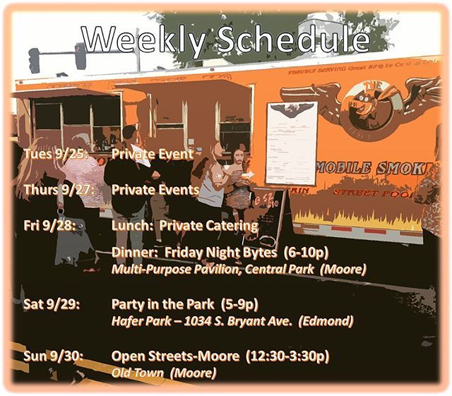 FlyingPigOKC's tweet photo. Busy week ahead but luckily we should have gorgeous weather!! Come see us this weekend! #findthepig #yeswecater #bestbbqokc #eatmorepork #bbqnation https://t.co/tVSAQB0plo https://t.co/Kafd9IQ7Cd