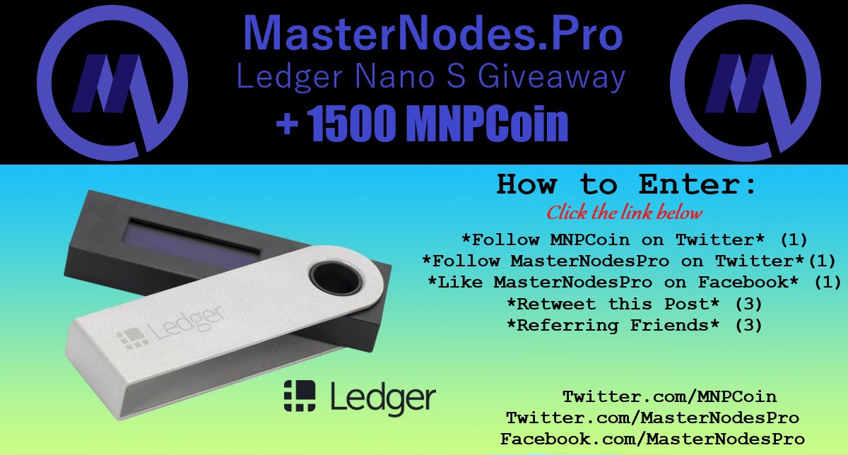 MasterNodesPro's tweet image. @MNPCoin and MasterNodesPro would like to congratulate @cryptoengineer for winning our Rafflecopter Giveaway! He will receive a Ledger Nano S and 1500 MNPCoins! Special thanks to all of our participants and stay tuned because another giveaway is right around the corner!
