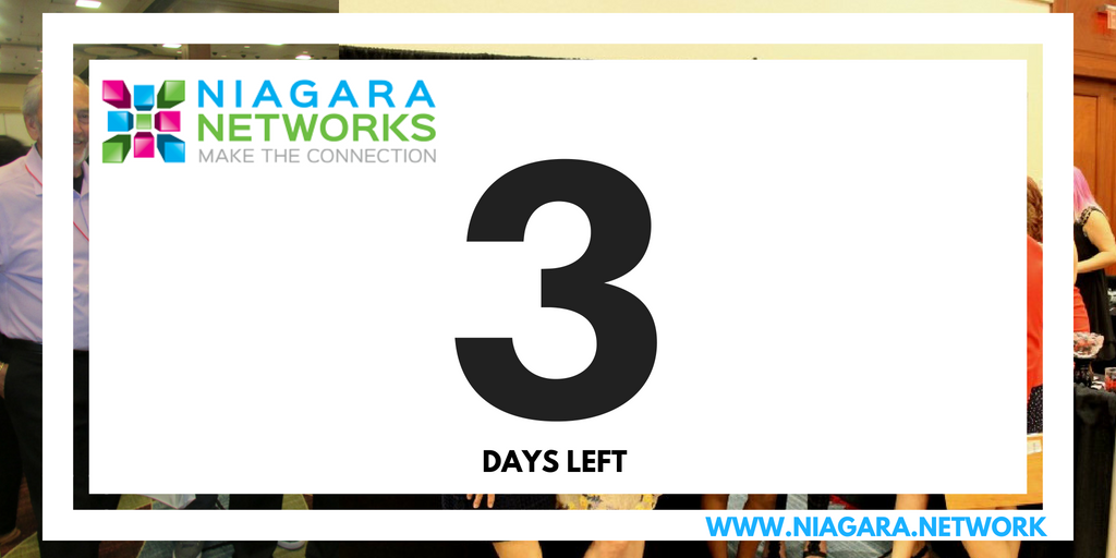 NFChamber's tweet photo. COUNTDOWN: Only 3 days left until the big day! Sign up now for free to attend #NiagaraNetworks, the largest business showcase in Niagara! https://t.co/OlUavlmFfe https://t.co/OubWEEBXLC