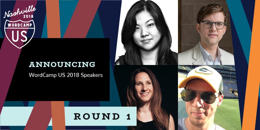 WordCampUS's tweet photo. We're excited to announce our second round of #WCUS speakers. Welcome to the lineup @helenhousandi,  @ryancanhelpyou, @alexislloyd, and @MrKyleMaurer! https://t.co/SLORsF94As #WordPress #WordCamp https://t.co/OU0f6VBlJ3