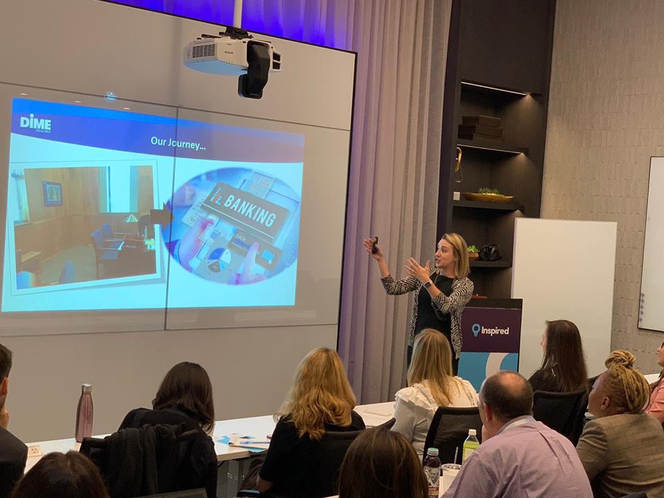 HRInspireduk's tweet photo. Angela Blum-Finlay, Executive Vice President and Chief Human Resources Officer at @DimeBank gives us some much needed lessons in transformational leadership and culture #CHROinspired #CLOinspired #InspiredConferences https://t.co/JB0Ma23eWJ