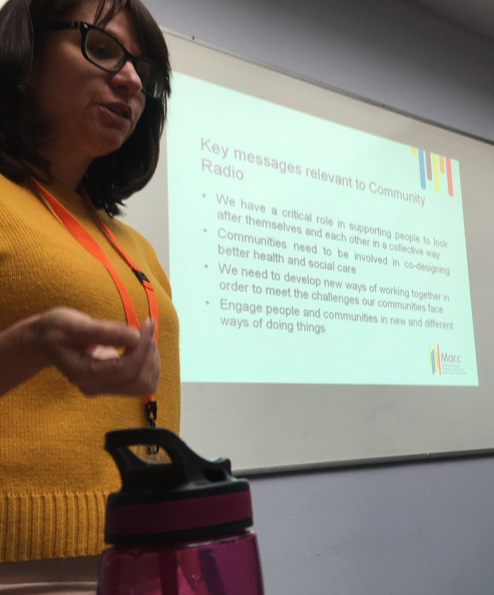 Had a great day discussing health, personalisation &amp; community radio ideas, as part of HealthFM. Here’s @what_claire_did outlining opportunities for community radio to be part of the discussion.