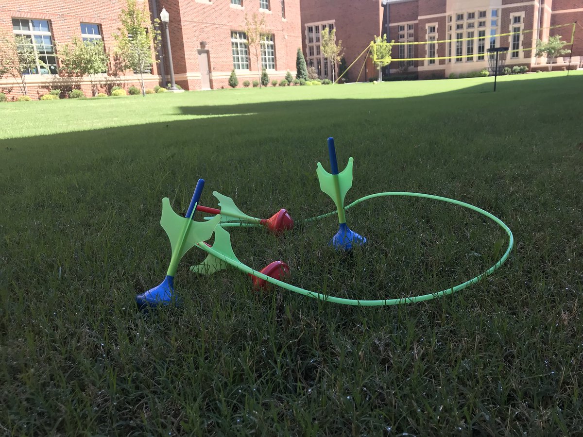 OUDunhamCollege's tweet photo. It’s recess time! The sun is finally shining so take a break! Come play volleyball, cornhole, lawn darts, or toss the football around. It’ll be good for ya! We’ll have it set up all day. https://t.co/OKrGfMfMVE
