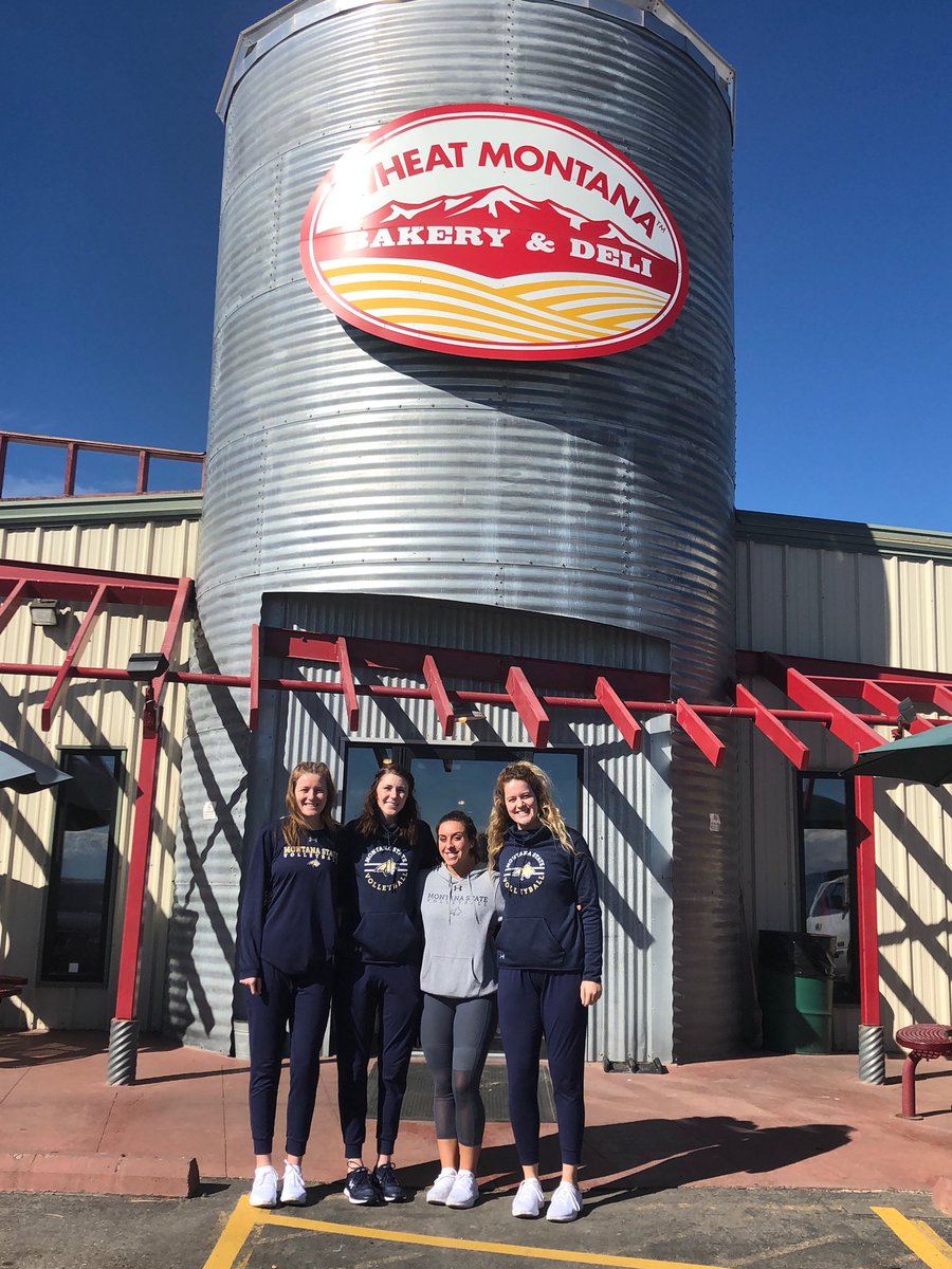 MSUBobcatsVB's tweet photo. On our way to Missoula for the big match tonight. But first, a stop at @montana_wheat to get fueled up! #GoCatsGo #WheatForTheWin #BuildTheLegacy https://t.co/jXTm1kesDh