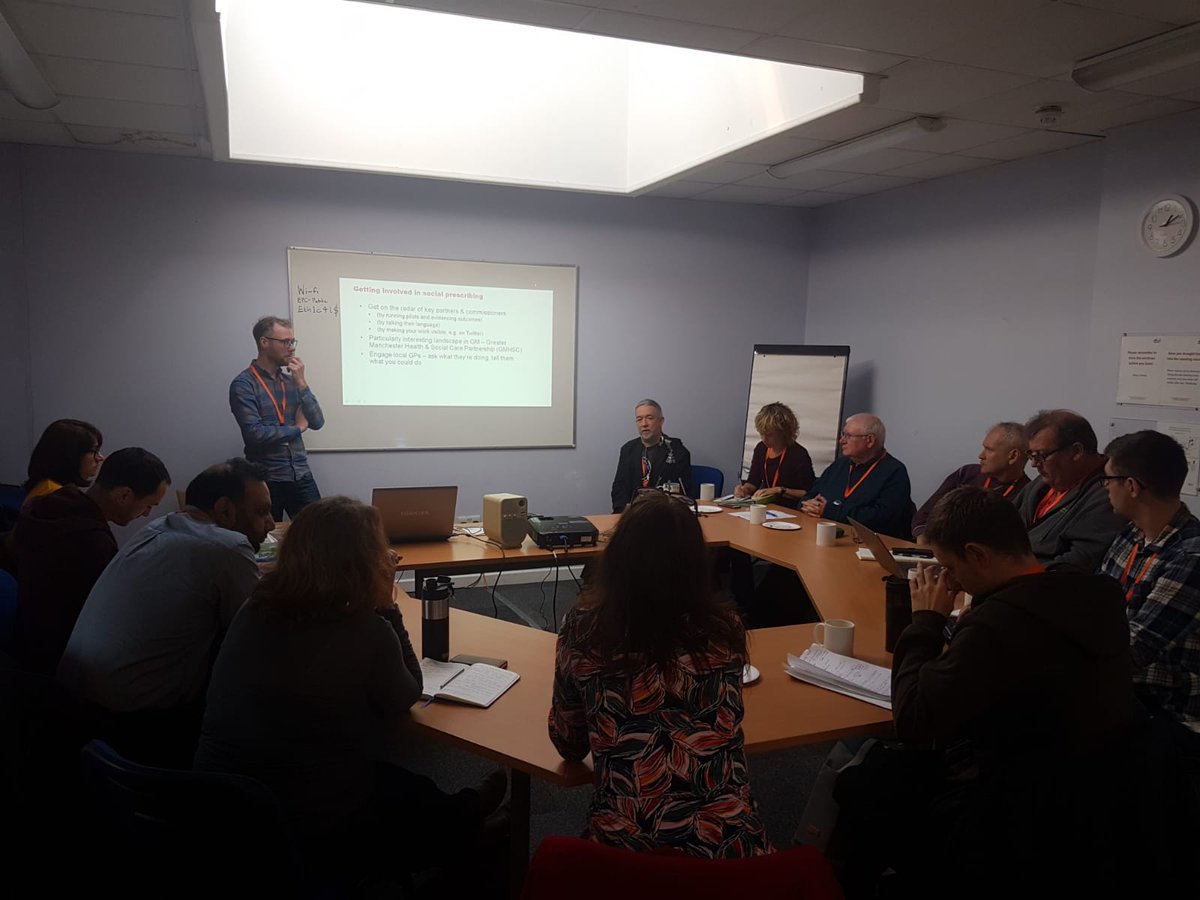 Some really interesting discussions, including around #SocialPrescribing - putting ‘community radio on prescription’ - Cormac wearing both his Radio Regen &amp; @SalfordSPx hats.