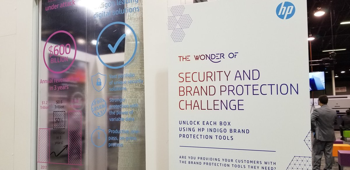 PrintMediaCentr's tweet photo. Attention #LabelLovers!! @HPGraphicArts has an #EscapeRoom to illustrate how the speciality ink can #transformyourbusiness through the #WonderOfPrint. Come help me get out!!! #LabelExpo https://t.co/SzNzgPI43f
