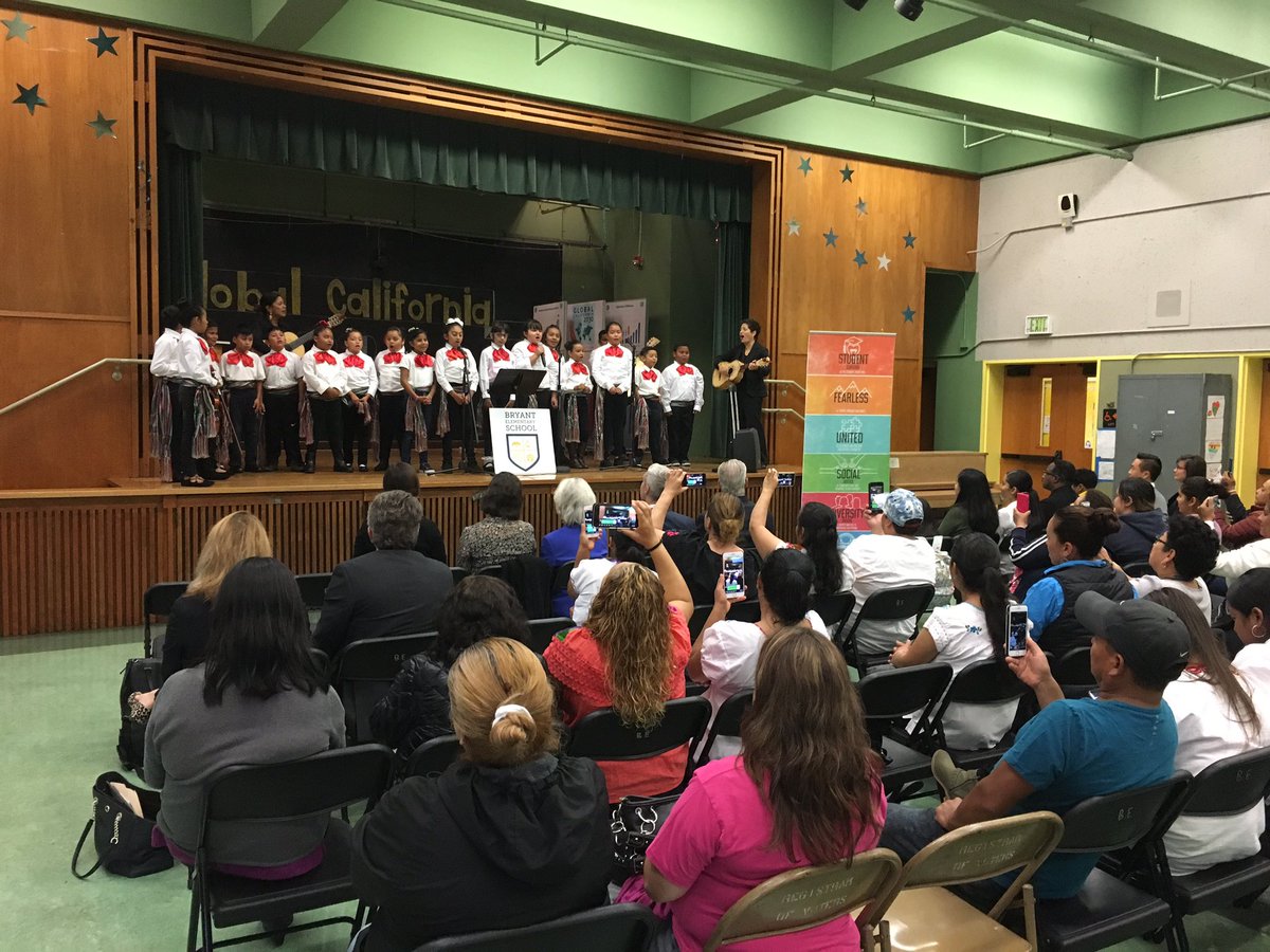 At Bryant Elementary, <a href="/CADeptEd/">CA Department of Education</a> State Superintendent <a href="/TomTorlakson/">Tom Torlakson</a> announces a record 55,000 State Seals of Biliteracy, which signify fluency in another language, were awarded in 2017-2018 - and <a href="/BStam_SFUSD/">Brad Stam</a> shares 20% of SFUSD’s class of 2018 were awarded Seals! #WeAreSFUSD