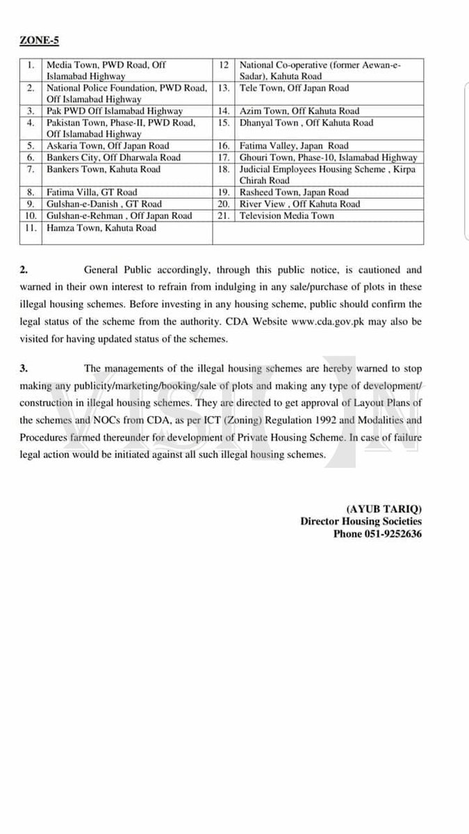 VisionOnlineTV's tweet photo. Following Housing Schemes are declared illegal in Rawalpindi/Islamabad by CDA.

#Islamabad #Rawalpindi #CDA #IllegealHousingSchemes #VisionAlert #VisionOnlineTV #VisionNews https://t.co/EYNWPkfYMe