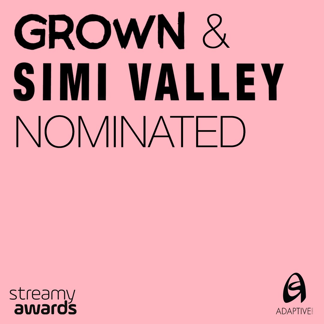 AdaptiveStudios's tweet photo. Shout out to @complexgrown nominated for the @streamys Best Comedy and to Simi Valley nominated for Best Drama #AdaptiveSeries #streamys https://t.co/RbK3LZZ0wS