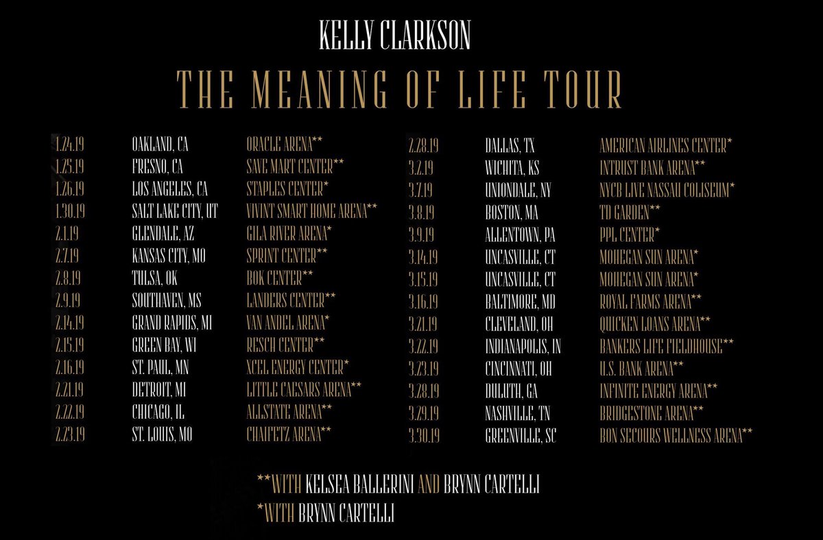 MOLTourNews's tweet photo. Where will you be seeing @kelly_clarkson, @KelseaBallerini and @BrynnCartelli on the #MeaningOfLifeTour? Tweet us and let us know 🤓 https://t.co/fplS4hlV9H