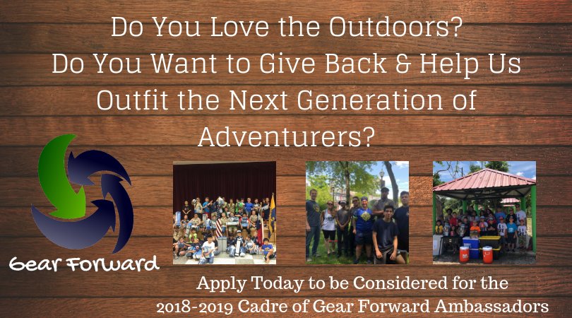 Want to give back to the #outdoors and help us outfit the next generation of adventurers? Apply today to be a part of the 2018-2019 cadre of Gear Forward Ambassadors. #hikerchat 
gearforward.org/gear-forward-a… #nonprofit #hiking #nature #scouting