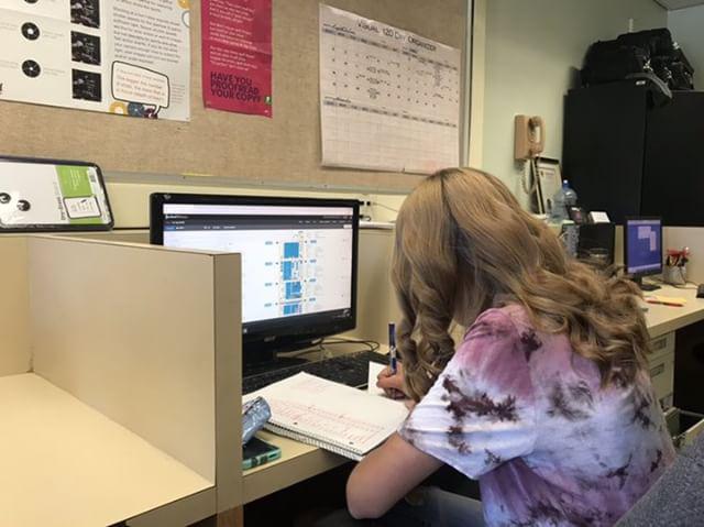 STales2019's tweet photo. Excited to start a new year and start working on new pages! Here is our editor in chief, Rachel Kirkpatrick @Rachel722_ working hard! https://t.co/oYWCub1HHW