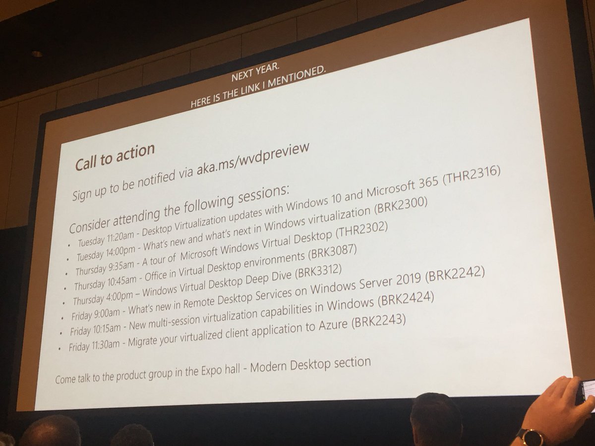 fberson's tweet image. .@RDS4U and @PieterWigleven summary and call to action for Windows Virtual Desktop #msignite #RDmievolved #mswvd