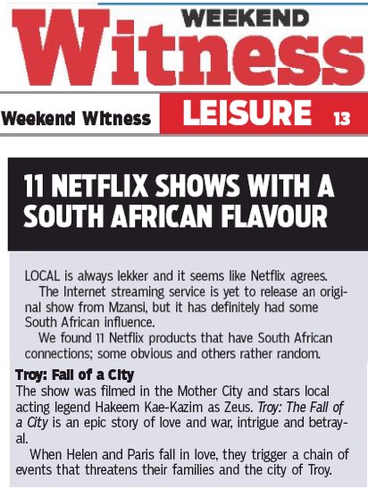 jeremycamppp's tweet image. The #WeekendWitness highlighted 11 @netflix shows with South African flavour and guess who got a mention? 😎🤩

#hakeemkaekazim #actor #producer #pressarticle #swipeleft