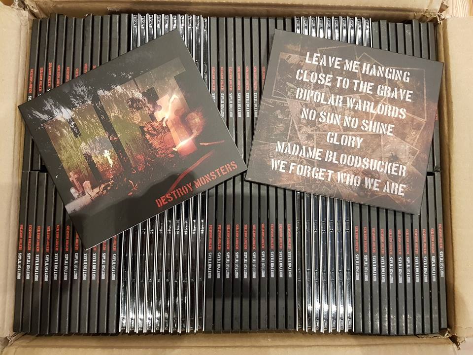 Love the smell of fresh CDs? Here's the finished <a href="/HuntTitans/">Hunt For Titans</a> mini-album Destroy Monsters, recorded and produced by myself and ready for sale at the launch gig on Saturday. Let's rock! #soundengineer #studiolife
